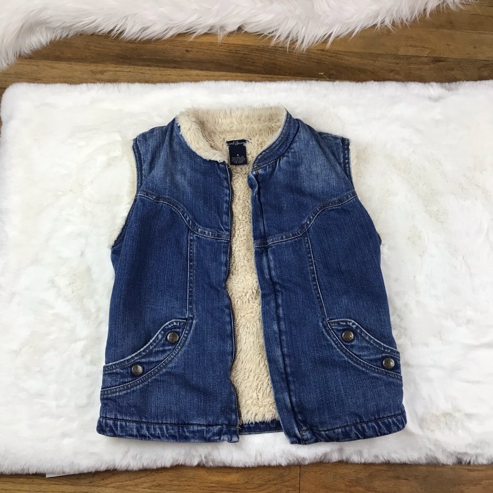 Blue Denim Vest with Sherpa Lining